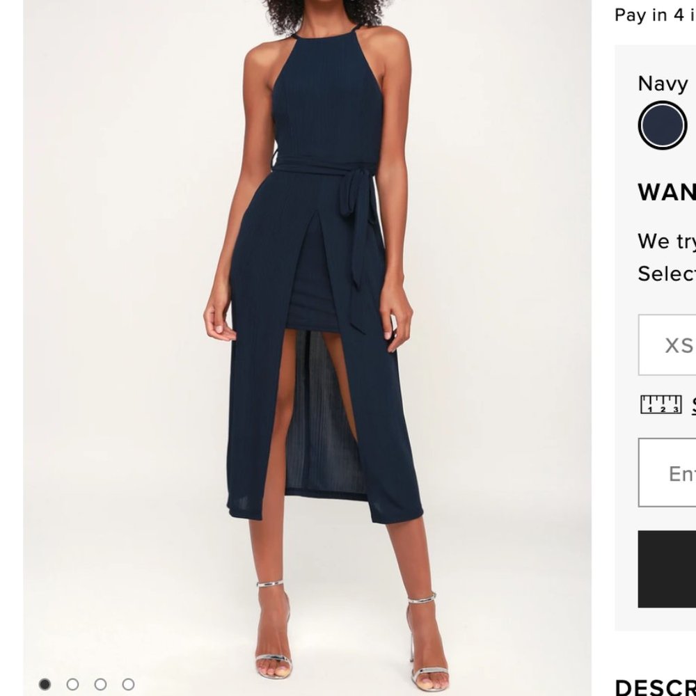 NWT Black Swan Caroline Navy Blue Midi Dress XL